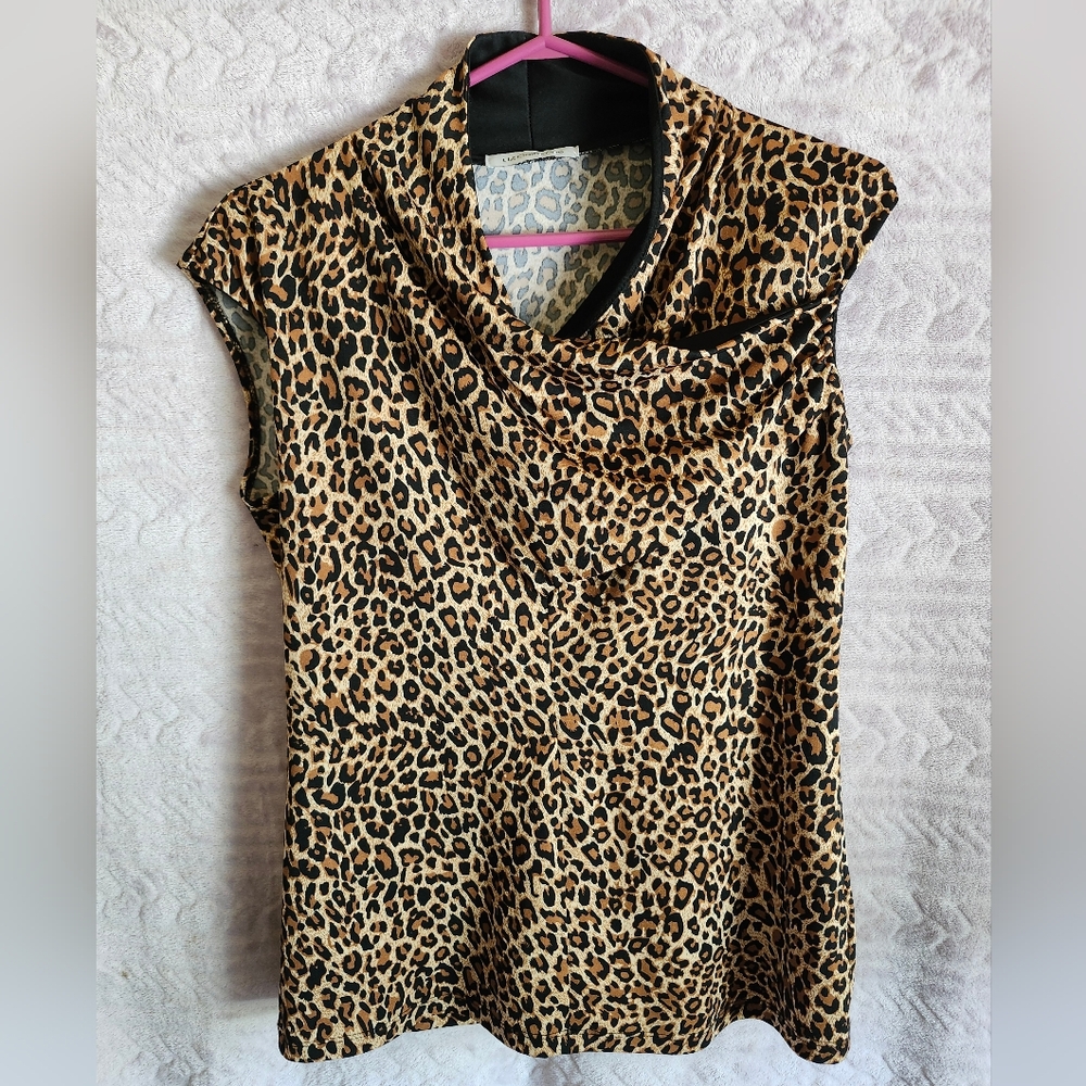 Liz Claiborne Leopard Print Top - Brown and Black
